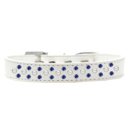 UNCONDITIONAL LOVE Sprinkles Pearl & Blue Crystals Dog CollarWhite Size 12 UN851512